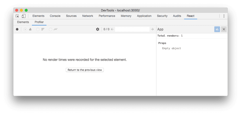 No render times for the selected component